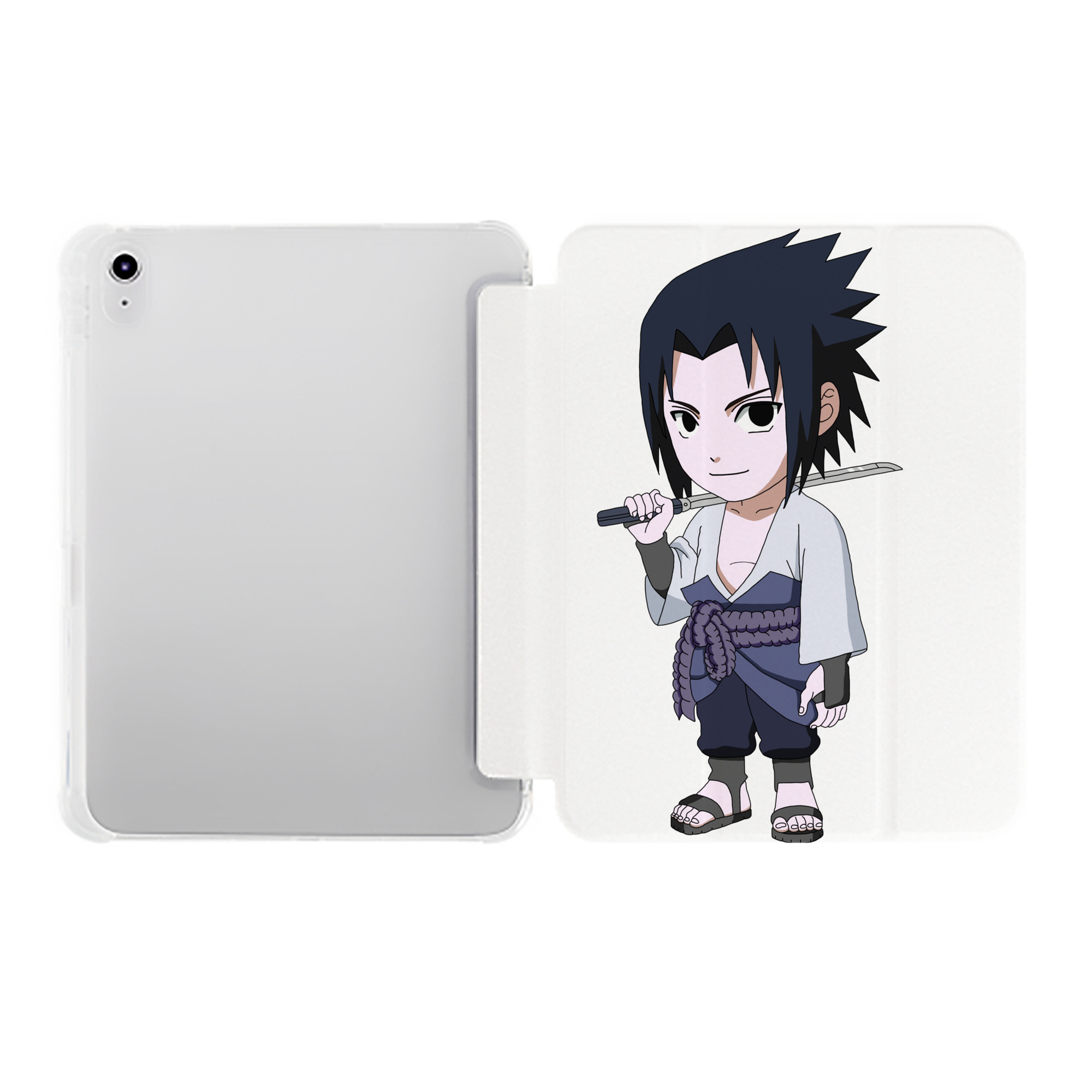 （画像用） NARUTO -ナルト- うちは サスケ Uchiha Sasuke IPad ケース ペン収納付き 三つ折りスタンド PUレザー×シリコン 対応機種9.5/10.5/10.9インチ